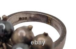 Bague en charme à perles en argent sterling vintage 950 argent