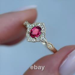 Bague en grenat rhodolite rose en argent sterling 925, bague d'anniversaire