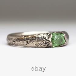 Bague en péridot brut en argent sterling 925, bague en bande, bague signet pour hommes et femmes