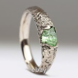Bague en péridot brut en argent sterling 925, bague en bande, bague signet pour hommes et femmes