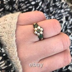 Bague en perles de fleurs au style vintage pour femmes, bijou unique en argent sterling 925