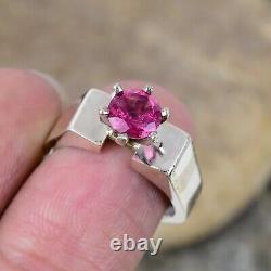 Bague en tourmaline rose naturelle, bague faite à la main en argent sterling 925, belle bague