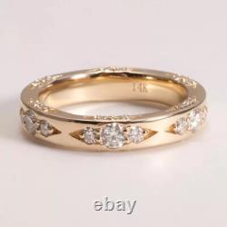 Bague éternité en diamant créé rond de 1,50 ct au style vintage, finition en or jaune 14K