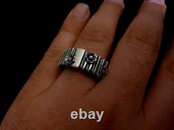 Bague fleur en argent sterling 925 au design géométrique unique pour femme, bague bandeau