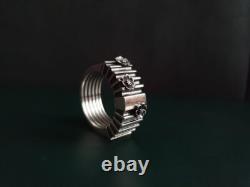 Bague fleur en argent sterling 925 au design géométrique unique pour femme, bague bandeau