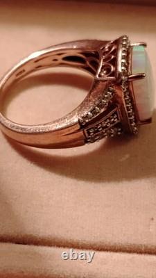 Bague large en opale et béryl vintage JWBR en argent 925 taille 8