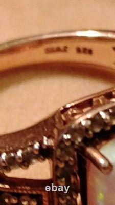 Bague large en opale et béryl vintage JWBR en argent 925 taille 8