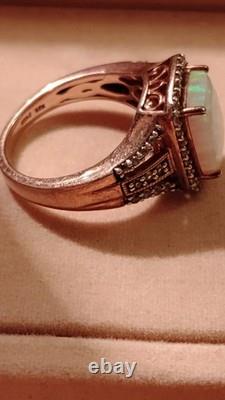 Bague large en opale et béryl vintage JWBR en argent 925 taille 8