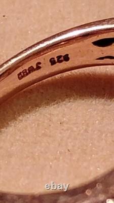 Bague large en opale et béryl vintage JWBR en argent 925 taille 8