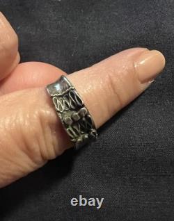 Bague moderne vintage oxydée en argent sterling 925 taille 6 pouce unique cowgirl western