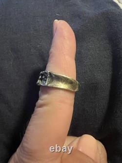 Bague moderne vintage oxydée en argent sterling 925 taille 6 pouce unique cowgirl western