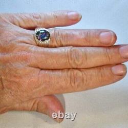 Bague pour homme faite à la main en argent sterling 925 avec magnifique opale australienne authentique de 7,25 ct.