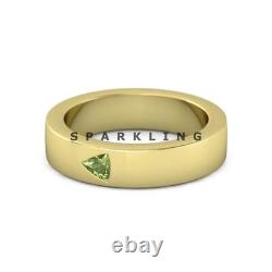 Bague pour hommes en argent sterling 925 plaqué or avec péridot taillé en trillion #D738