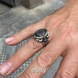 Bague sigillaire en argent sterling 925 avec le sceau du roi Salomon