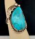 Bague Vintage Davey Morgan En Argent Sterling Navajo Avec Turquoise Taille 7