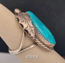 Bague vintage Davey Morgan en argent sterling Navajo avec turquoise taille 7