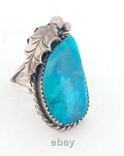 Bague vintage Davey Morgan en argent sterling Navajo avec turquoise taille 7