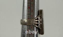 Bague vintage Navajo Zuni en argent sterling avec nacre et turquoise à motif damier, taille 11,5