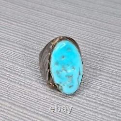 Bague vintage R. Ray Nieto Zuni en argent sterling avec grande turquoise taille 8.5