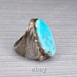 Bague vintage R. Ray Nieto Zuni en argent sterling avec grande turquoise taille 8.5