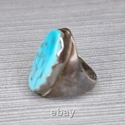 Bague vintage R. Ray Nieto Zuni en argent sterling avec grande turquoise taille 8.5