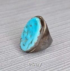 Bague vintage R. Ray Nieto Zuni en argent sterling avec grande turquoise taille 8.5