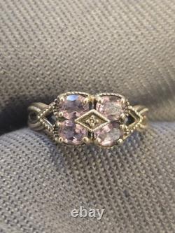 Bague vintage en améthyste et argent sterling avec marcasite pour femme, taille 9