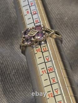 Bague vintage en améthyste et argent sterling avec marcasite pour femme, taille 9