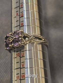 Bague vintage en améthyste et argent sterling avec marcasite pour femme, taille 9