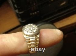 Bague vintage en argent sterling 925, 7 diamants en grappe et plaquage or bicolore