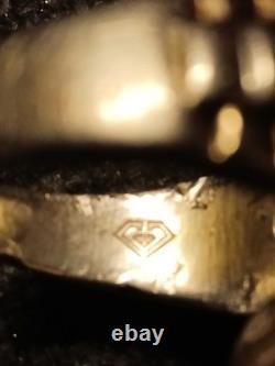 Bague vintage en argent sterling 925, 7 diamants en grappe et plaquage or bicolore