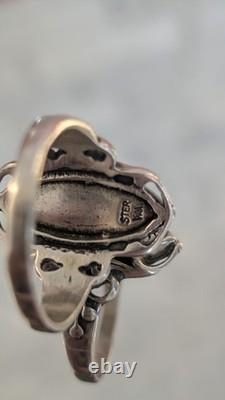 Bague vintage en argent sterling avec labradorite, artisan Paula Shell, travail enroulé