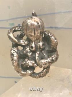 Bague vintage en argent sterling en forme de pieuvre taille 6 pour femmes et hommes