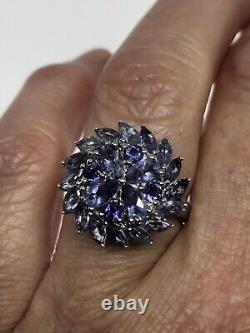 Bague vintage en tanzanite, argent sterling 925, pierres authentiques 5