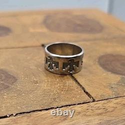 Bague vintage signée en argent sterling Navajo avec un tonnerre, taille 6,75