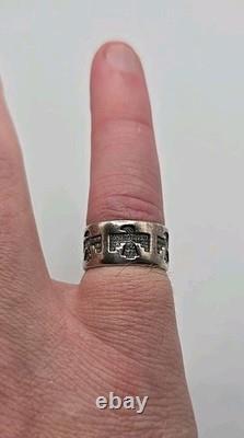Bague vintage signée en argent sterling Navajo avec un tonnerre, taille 6,75