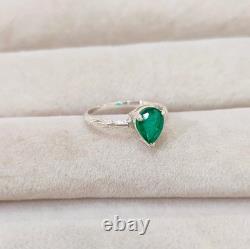 Bagues de fiançailles en émeraude, bague taille poire créée en laboratoire, bague en argent sterling 925