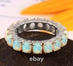 Bande en Opale Naturelle en Argent Sterling 925, Bande d'Éternité pour Femme, Cadeau pour l'Amour
