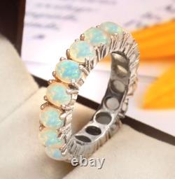 Bande en Opale Naturelle en Argent Sterling 925, Bande d'Éternité pour Femme, Cadeau pour l'Amour