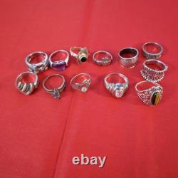 Bandeaux en argent sterling vintage 925 lot de 12 anneaux wow comme montré plus de 50g