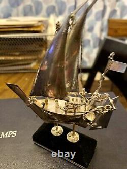 Bateau à voile vintage en argent sterling 925 fait main