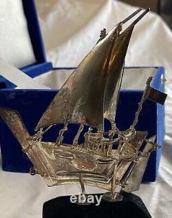 Bateau à voile vintage en argent sterling 925 fait main