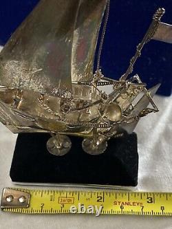 Bateau à voile vintage en argent sterling 925 fait main