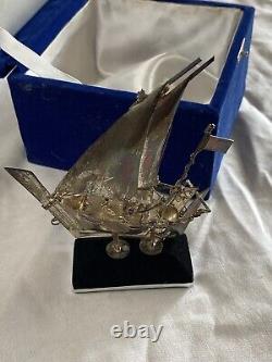 Bateau à voile vintage en argent sterling 925 fait main