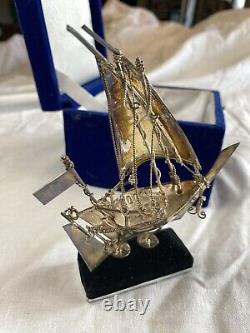 Bateau à voile vintage en argent sterling 925 fait main