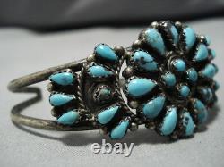 Belle Vintage Navajo Turquoise Sterling Silver Native American Bracelet Old