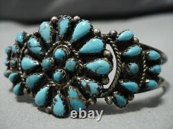 Belle Vintage Navajo Turquoise Sterling Silver Native American Bracelet Old