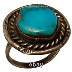 Belles bagues vintage en argent sterling avec turquoise Kingman navajo 6.10