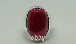 Big Cabochon Rouge Ruby Mens Ring Argent Sterling 925 Oval Yaqoot Ring Fait Main
