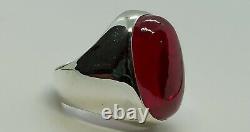 Big Cabochon Rouge Ruby Mens Ring Argent Sterling 925 Oval Yaqoot Ring Fait Main